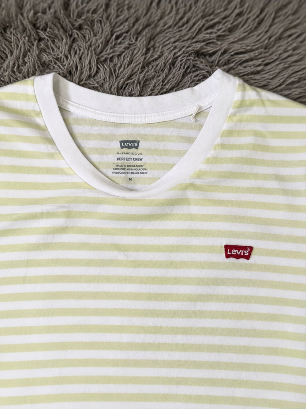 Levi’s Women’s Perfect Crew T-Shirt Green & White Striped Size M